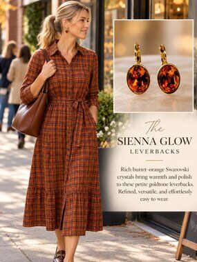 The Sienna Glow Leverbacks - Gold Leverback Swarovski Crystal Earrings